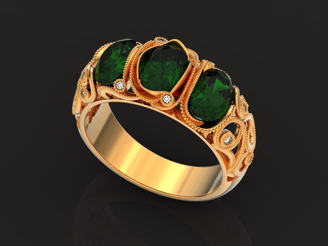 set ring 3 stone and stud earrings 1452 3D Model Collection_20