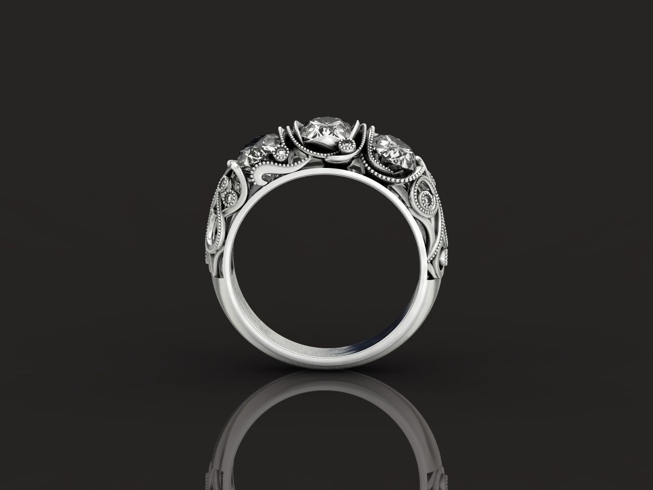 set ring 3 stone and stud earrings 1452 3D Model Collection_24