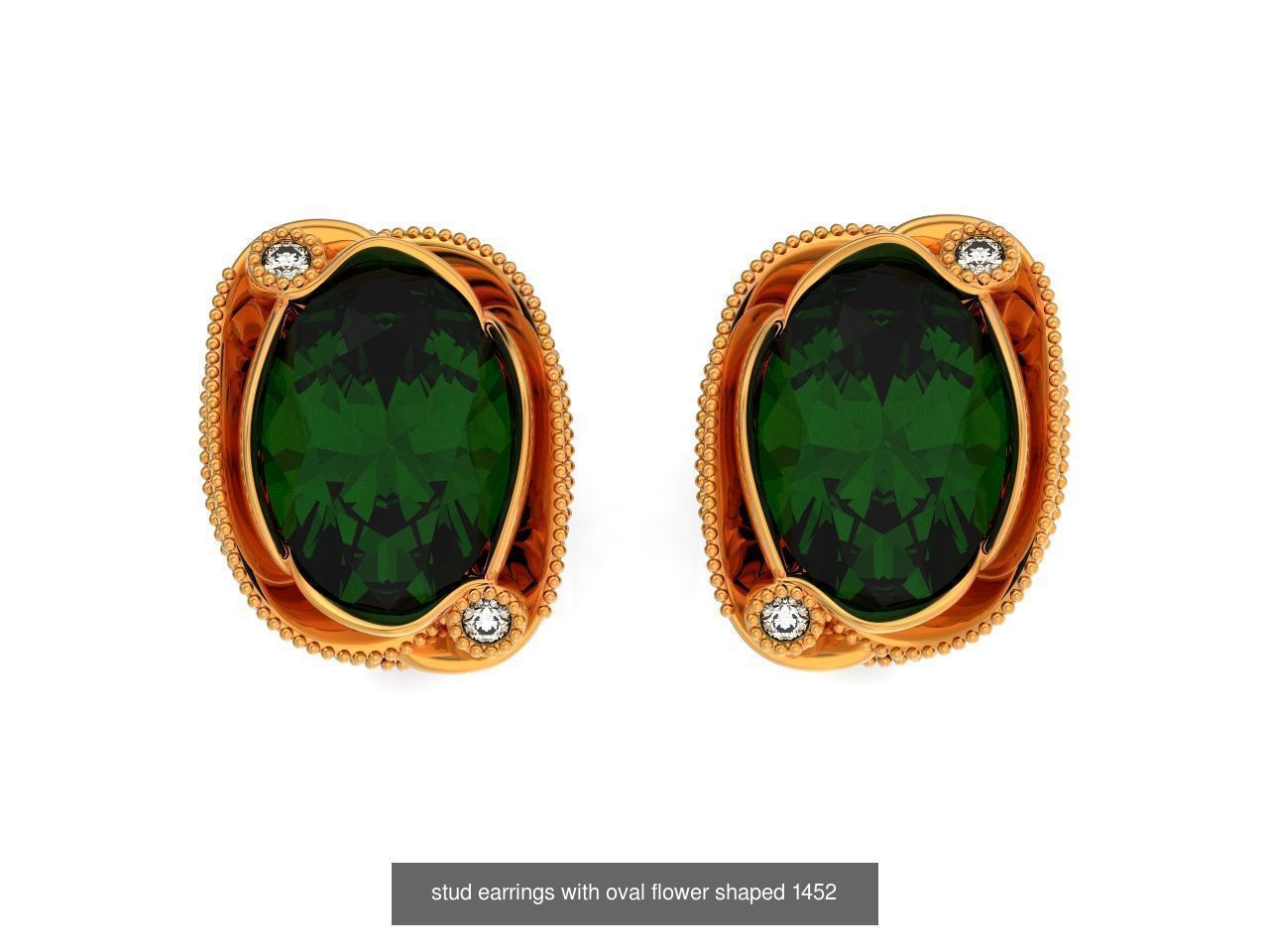 set ring 3 stone and stud earrings 1452 3D Model Collection_4