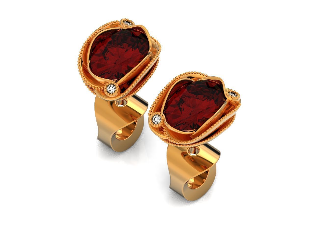 set ring 3 stone and stud earrings 1452 3D Model Collection_30