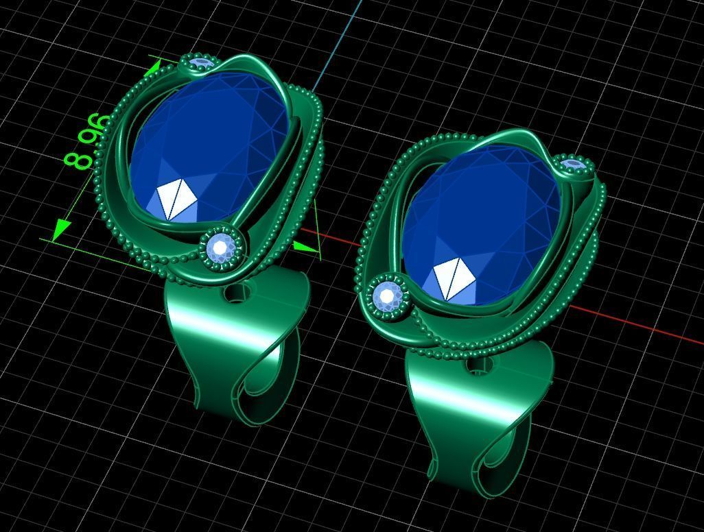 set ring 3 stone and stud earrings 1452 3D Model Collection_15