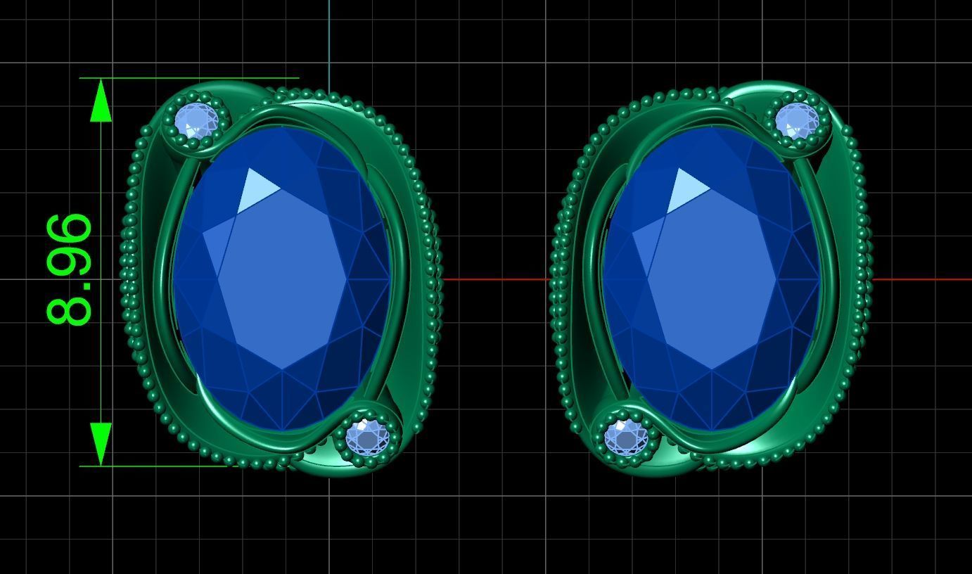 set ring 3 stone and stud earrings 1452 3D Model Collection_12