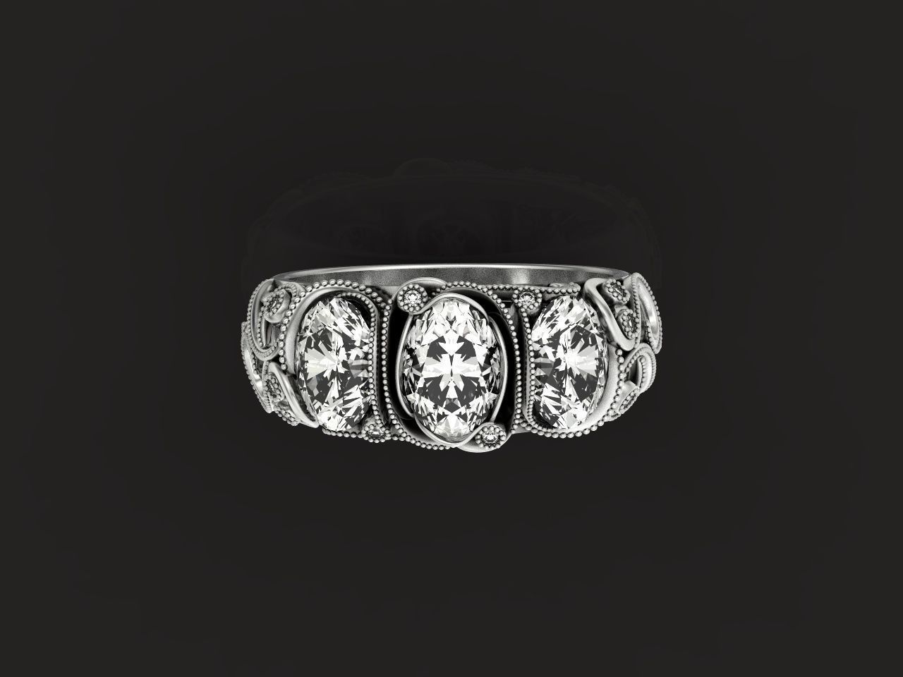 set ring 3 stone and stud earrings 1452 3D Model Collection_23