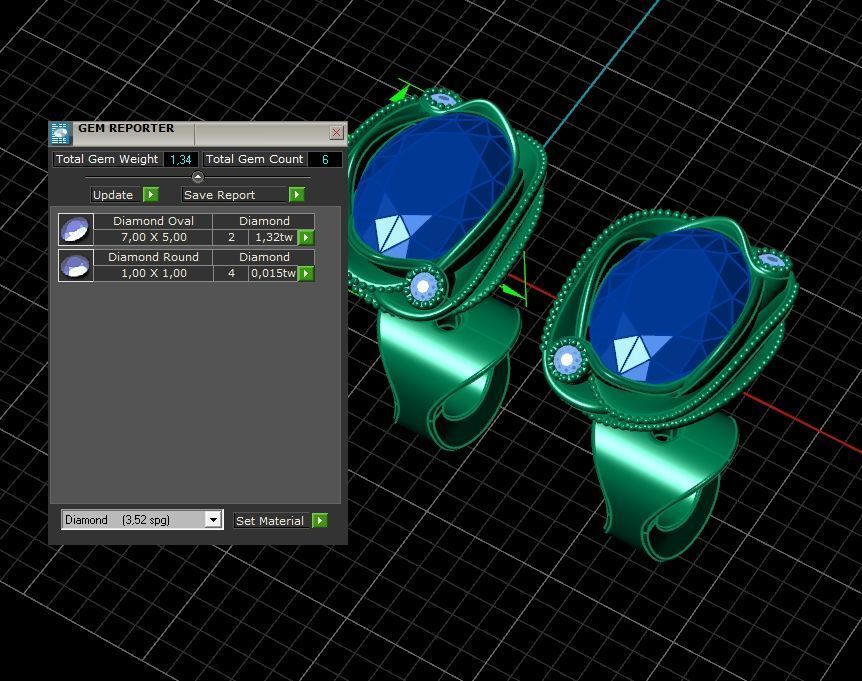 set ring 3 stone and stud earrings 1452 3D Model Collection_6