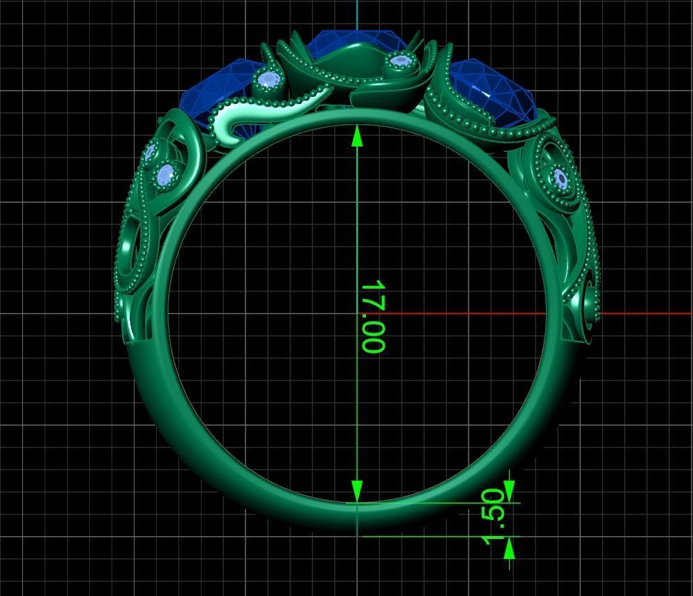 set ring 3 stone and stud earrings 1452 3D Model Collection_18