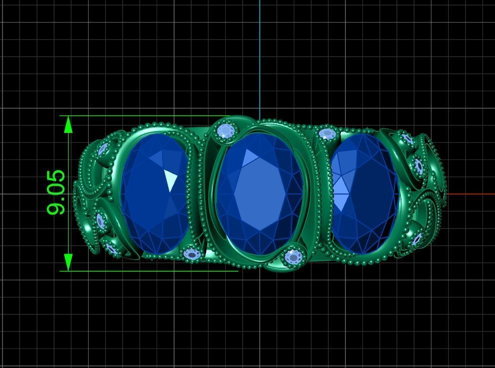 set ring 3 stone and stud earrings 1452 3D Model Collection_16