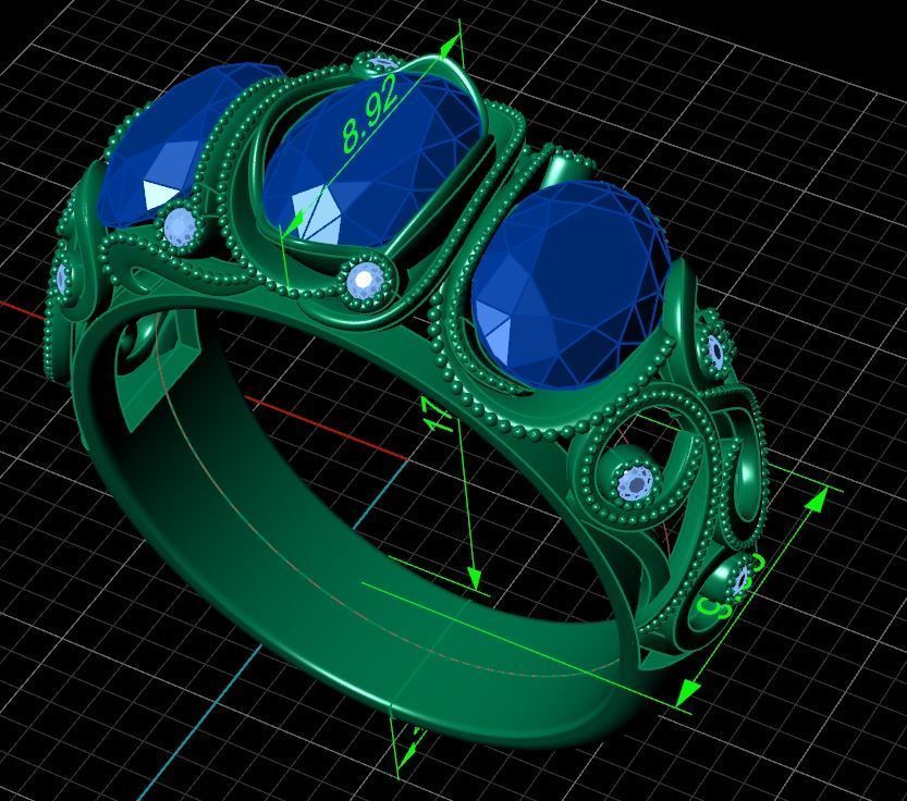 set ring 3 stone and stud earrings 1452 3D Model Collection_22