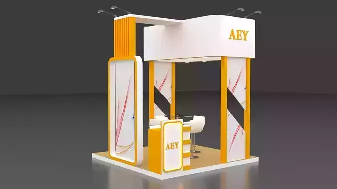 Exhibition Stand 3 meter x 3 meter  3D model activation