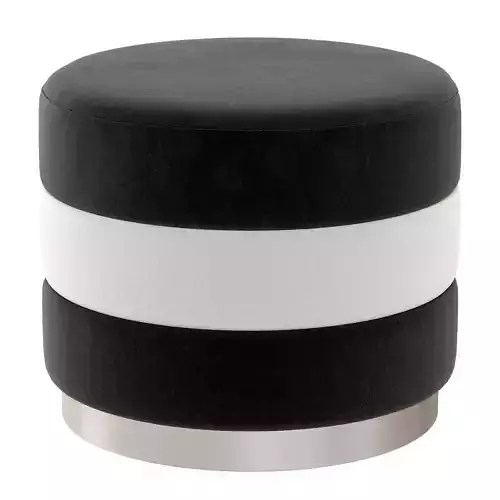 Black Grey Round Ottoman with Chrome Base