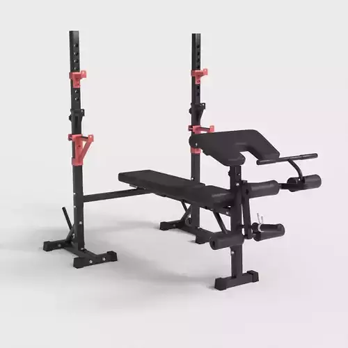WEIGHT BENCH WITH SQUAT RACK Low-poly 3D model