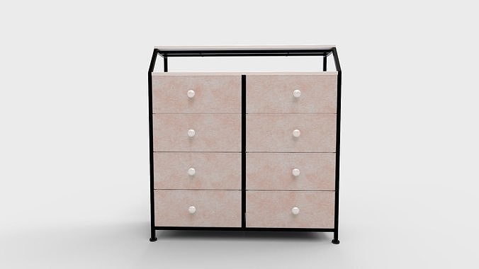 Dresser for Bedroom with Shelves Faux Leather 3D model 6