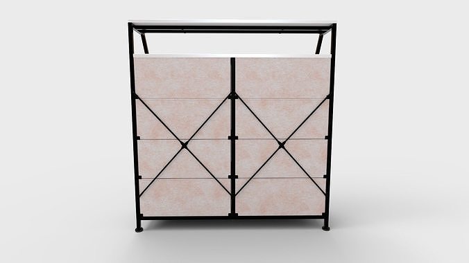 Dresser for Bedroom with Shelves Faux Leather 3D model 5