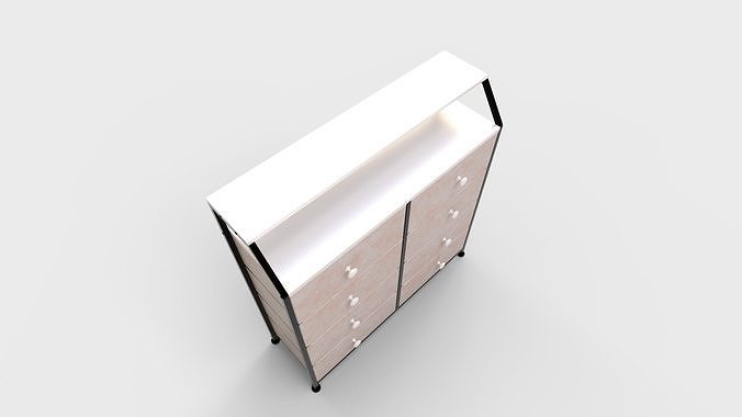Dresser for Bedroom with Shelves Faux Leather 3D model 7
