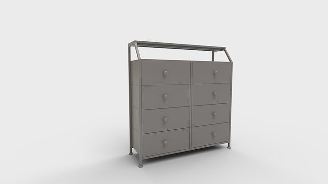 Dresser for Bedroom with Shelves Faux Leather 3D model 2