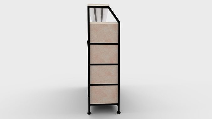 Dresser for Bedroom with Shelves Faux Leather 3D model 3
