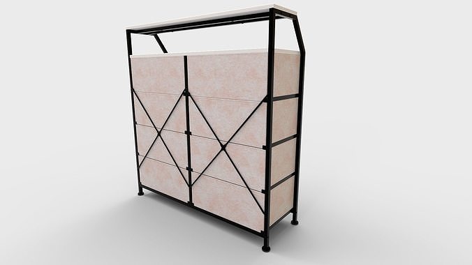 Dresser for Bedroom with Shelves Faux Leather 3D model 4