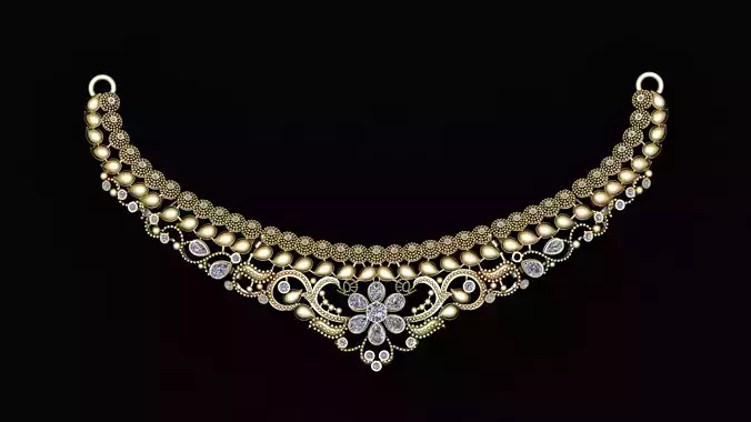 INDIAN STYLE GOLD NECKLACE 3D PRINTABLE MODEL