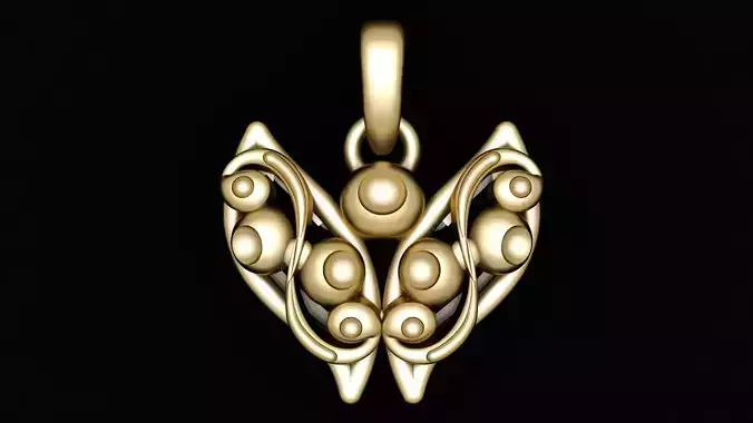 FANCY GOLD BUTTERFLY PENDANT 3D PRINTABLE MODEL