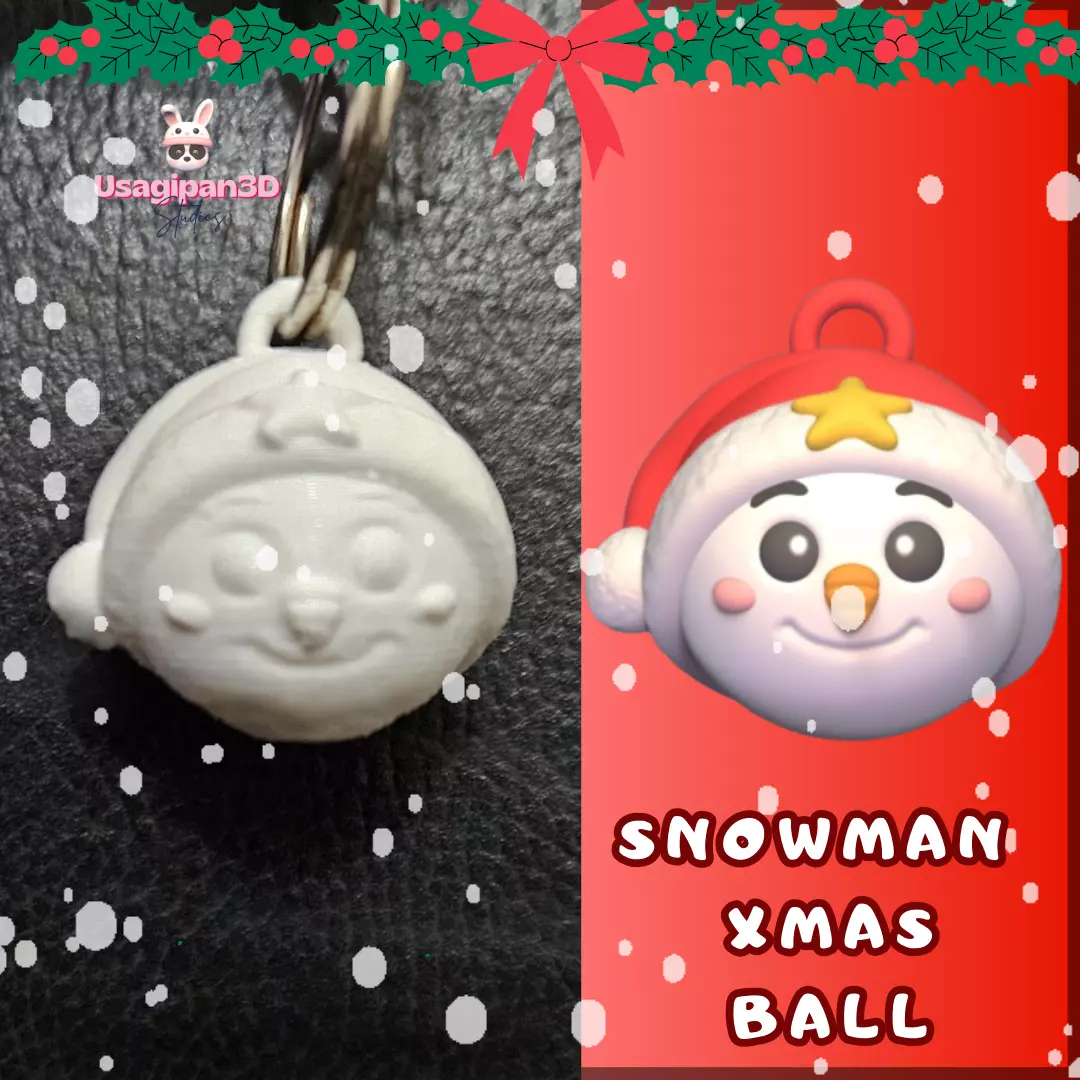 Snowman Xmas Ball 3D print model_0