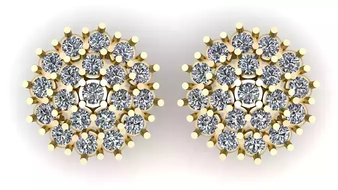 DIAMOND CLUSTER EARRING 3D PRINTABLE MODEL