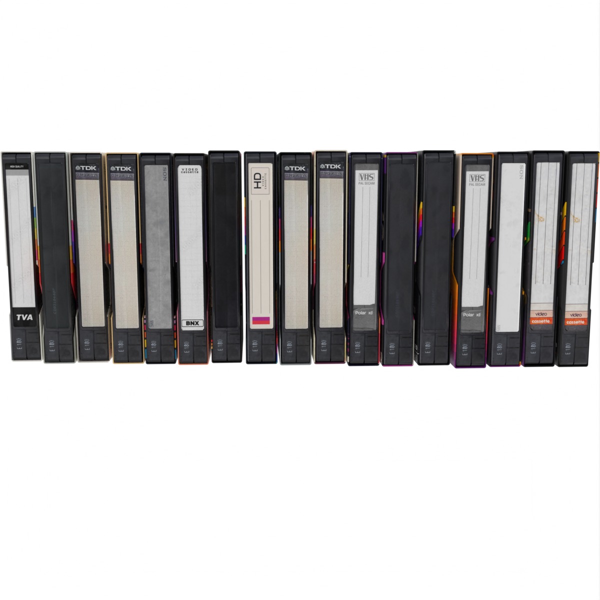 50 VHS Tapes Retro Collection Low-poly 3D model_1