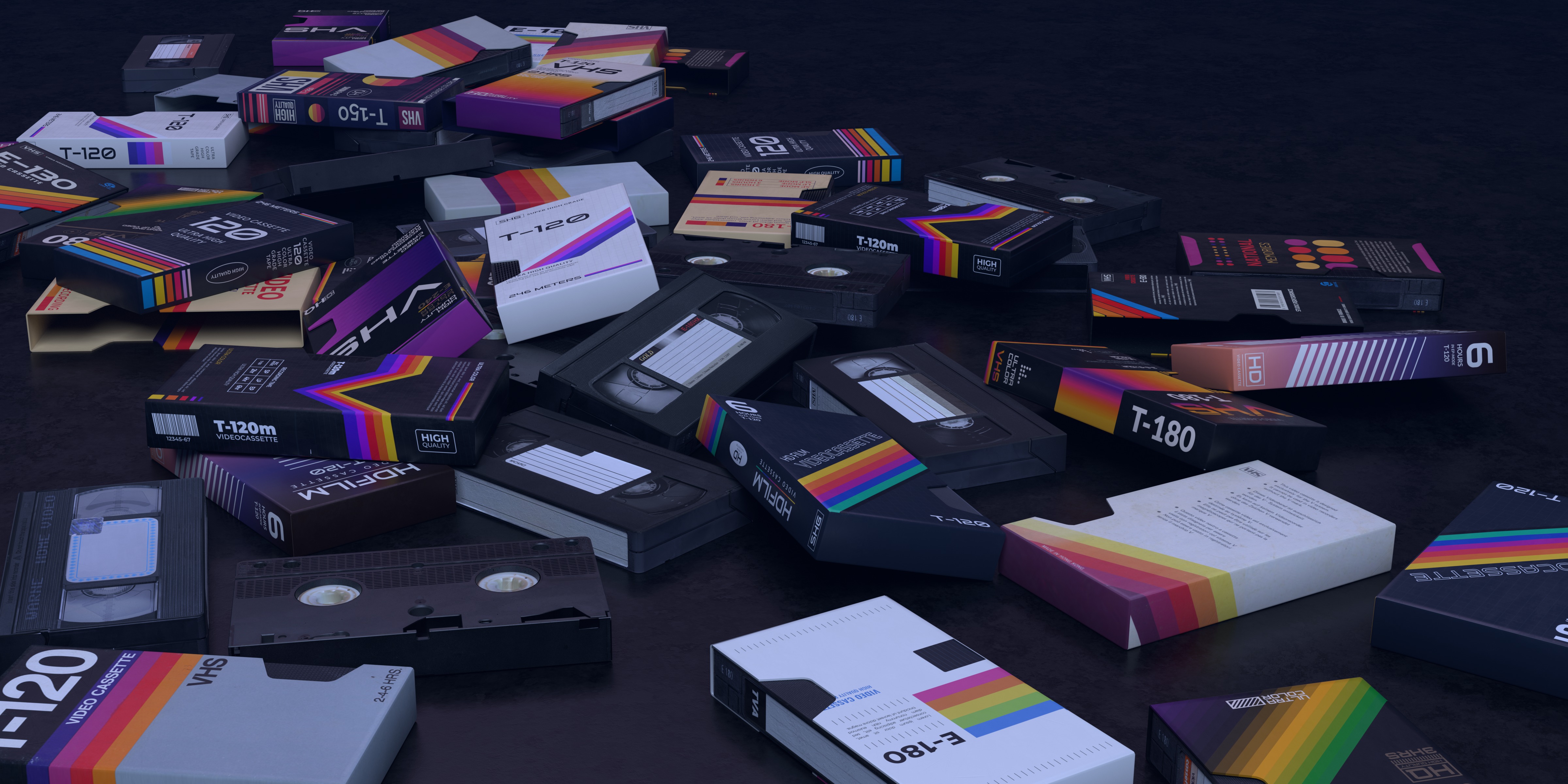 50 VHS Tapes Retro Collection Low-poly 3D model_3