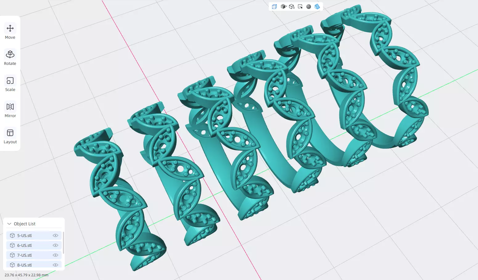 Leaf Engagement Rings 5mm wide 5-10US sizes 3D print model