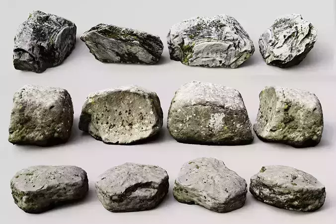 Natural Boulder Pack 3D Model Collection