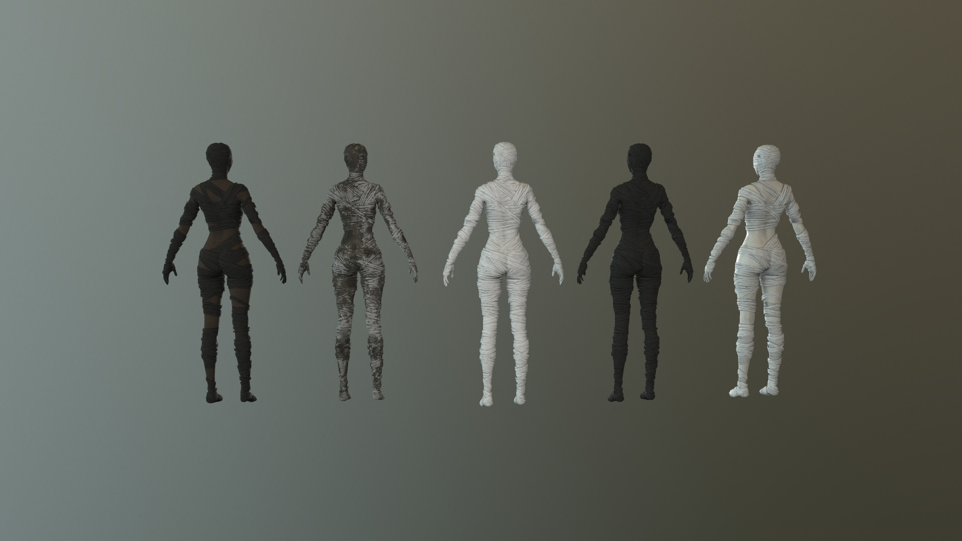 Mummy Female Low-poly 3D model_9