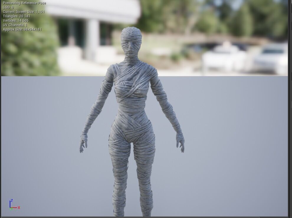 Mummy Female Low-poly 3D model_11