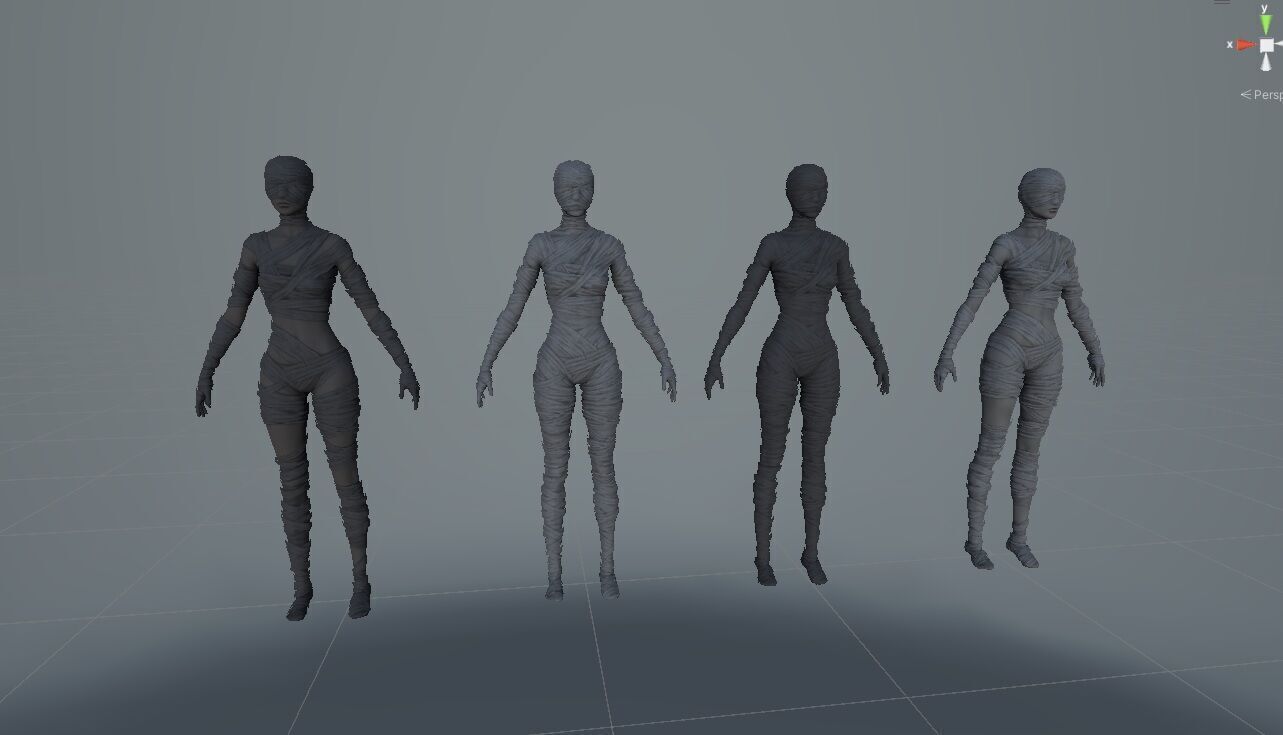 Mummy Female Low-poly 3D model_13