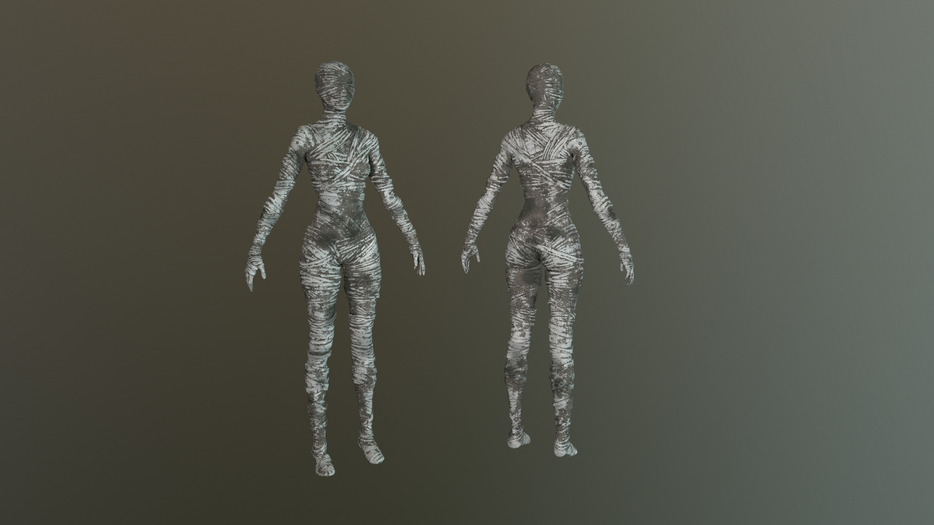 Mummy Female Low-poly 3D model_4