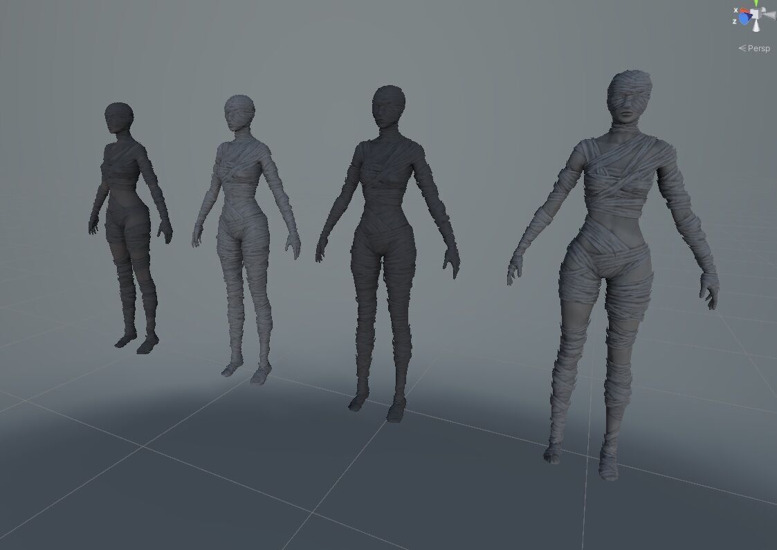 Mummy Female Low-poly 3D model_14