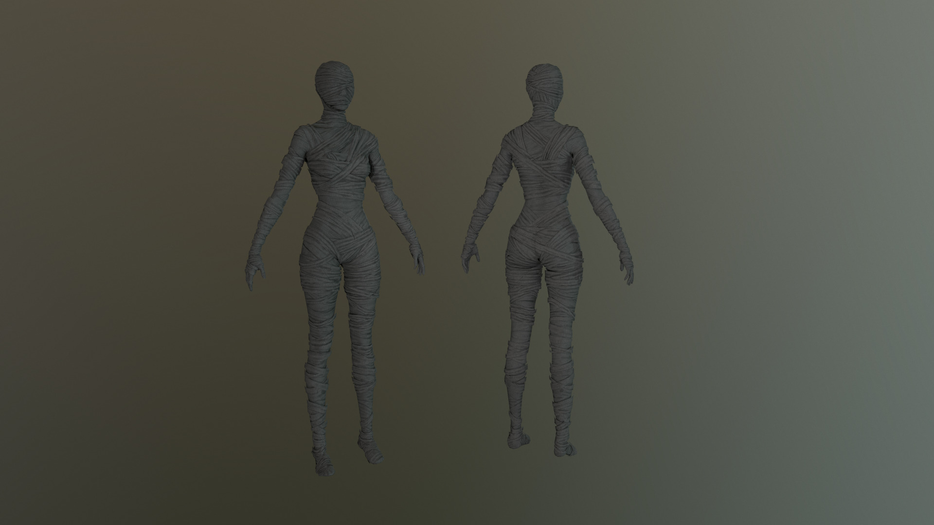 Mummy Female Low-poly 3D model_5