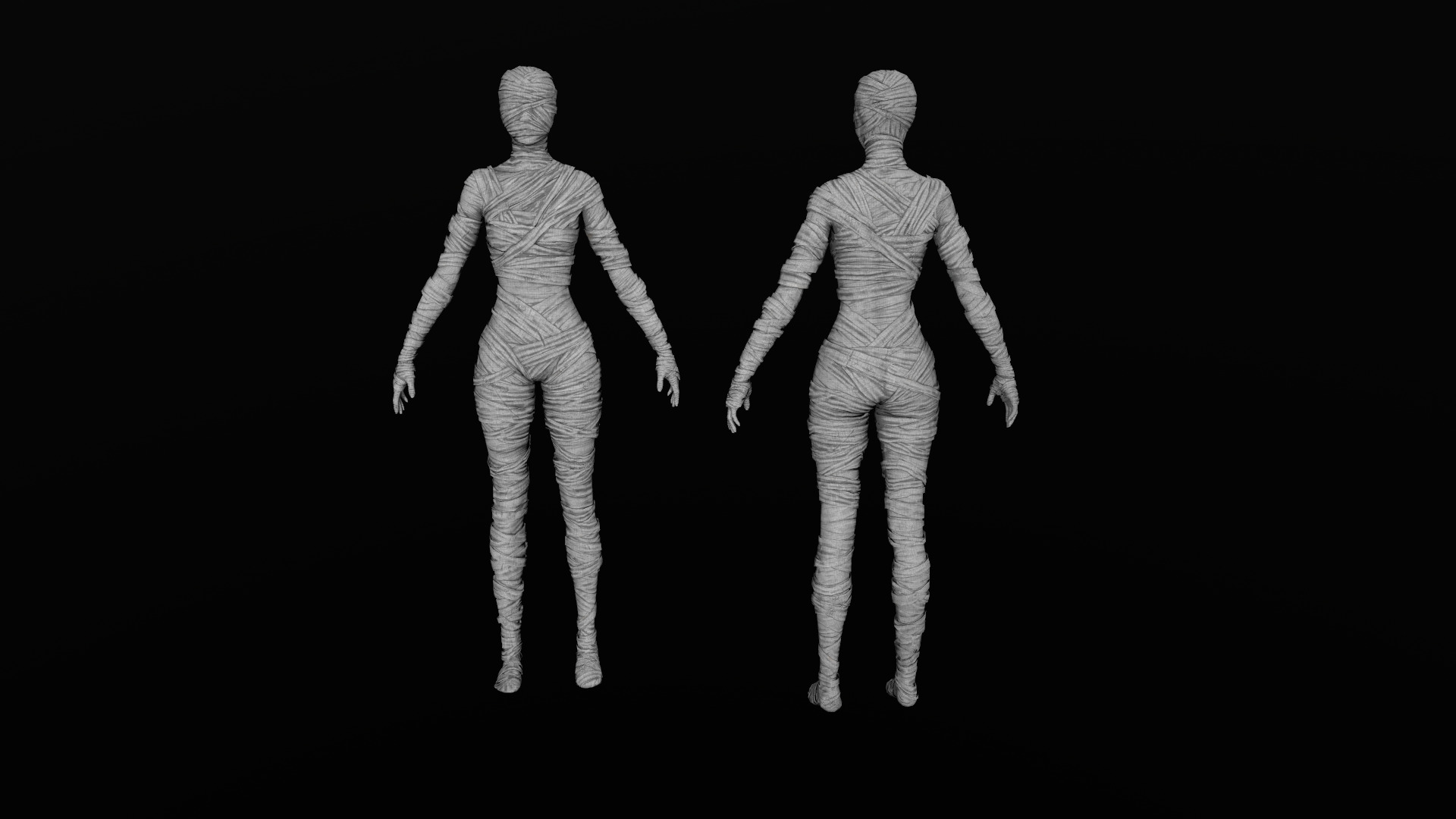 Mummy Female Low-poly 3D model_3