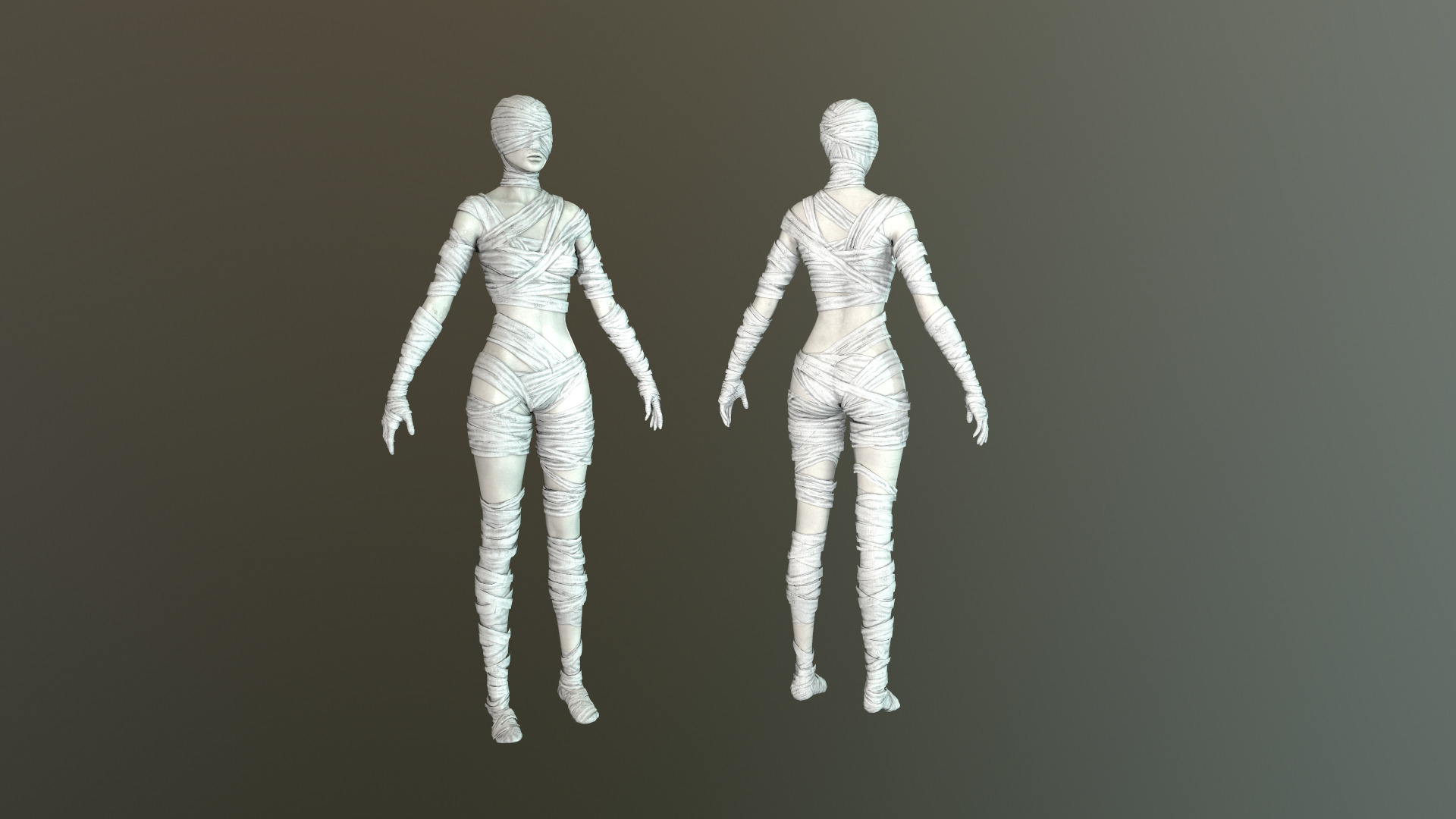 Mummy Female Low-poly 3D model_6
