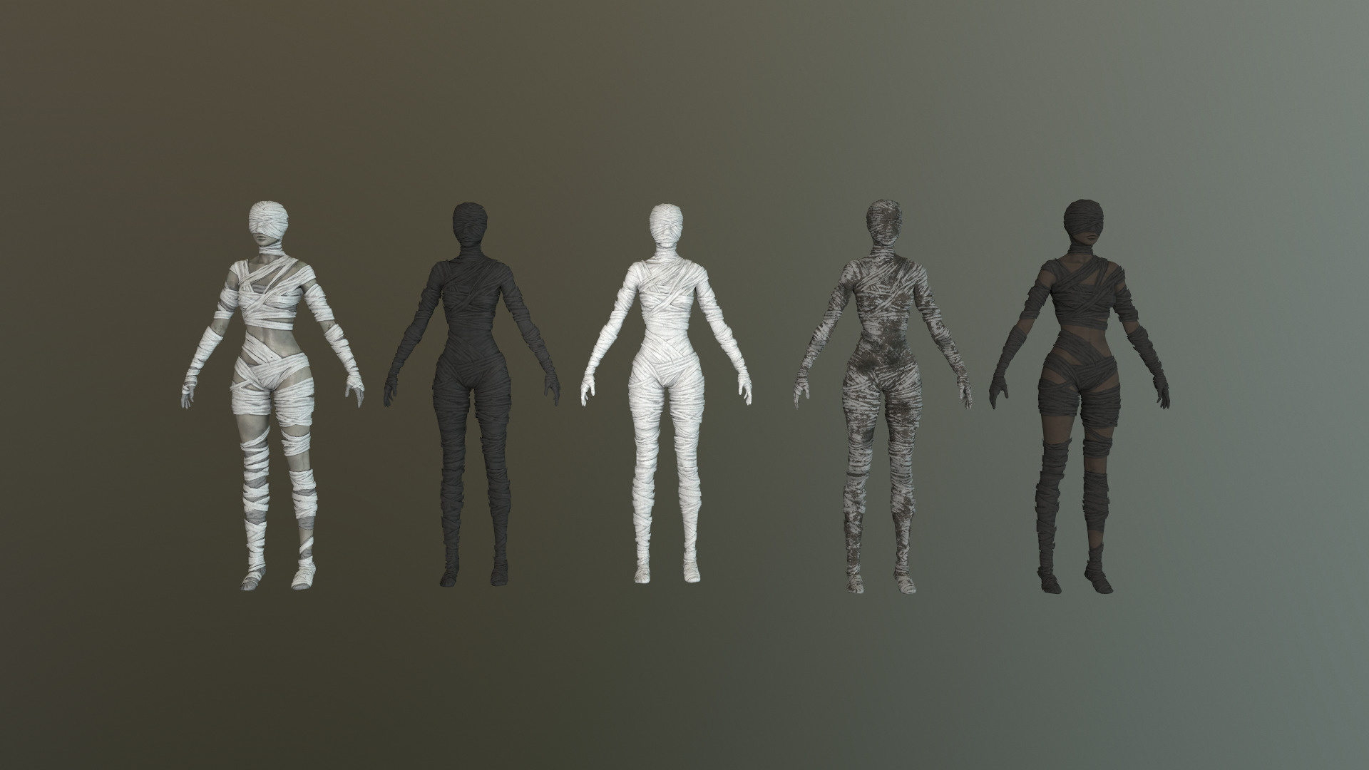 Mummy Female Low-poly 3D model_8