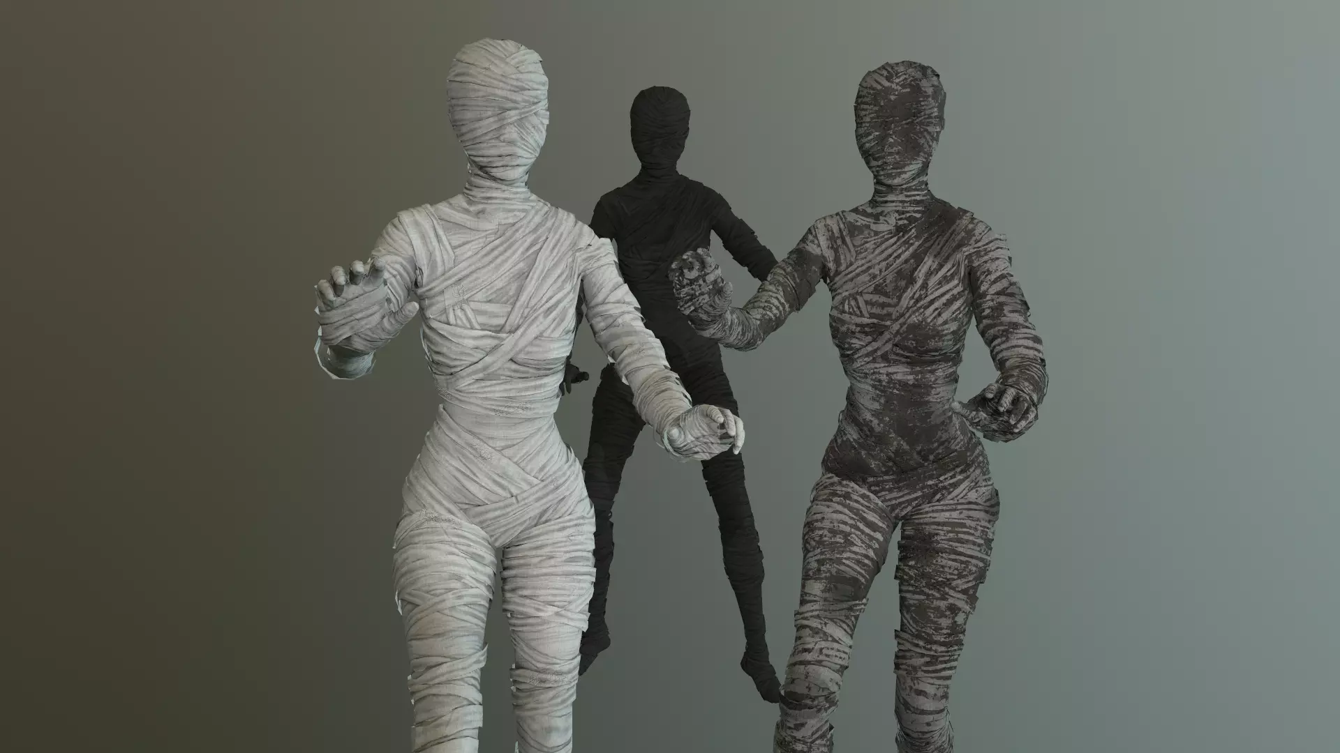 Mummy Female Low-poly 3D model_0