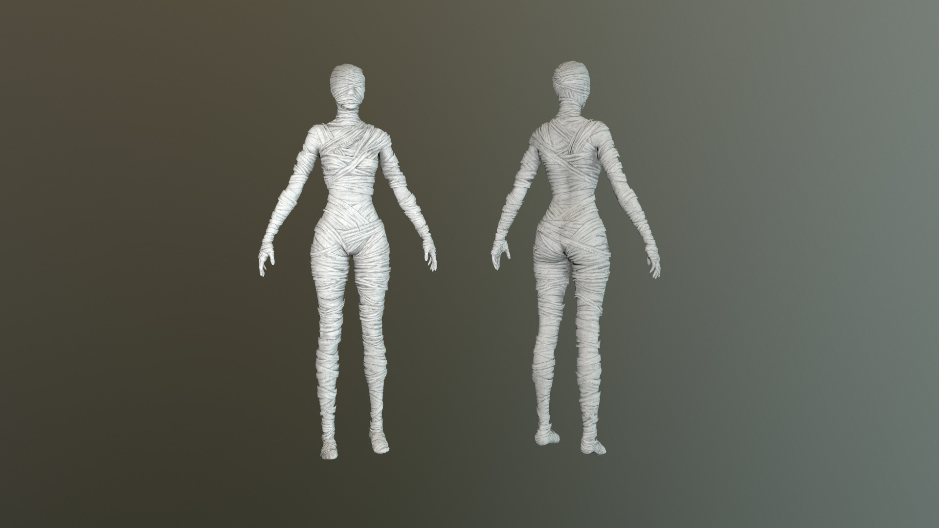 Mummy Female Low-poly 3D model_2
