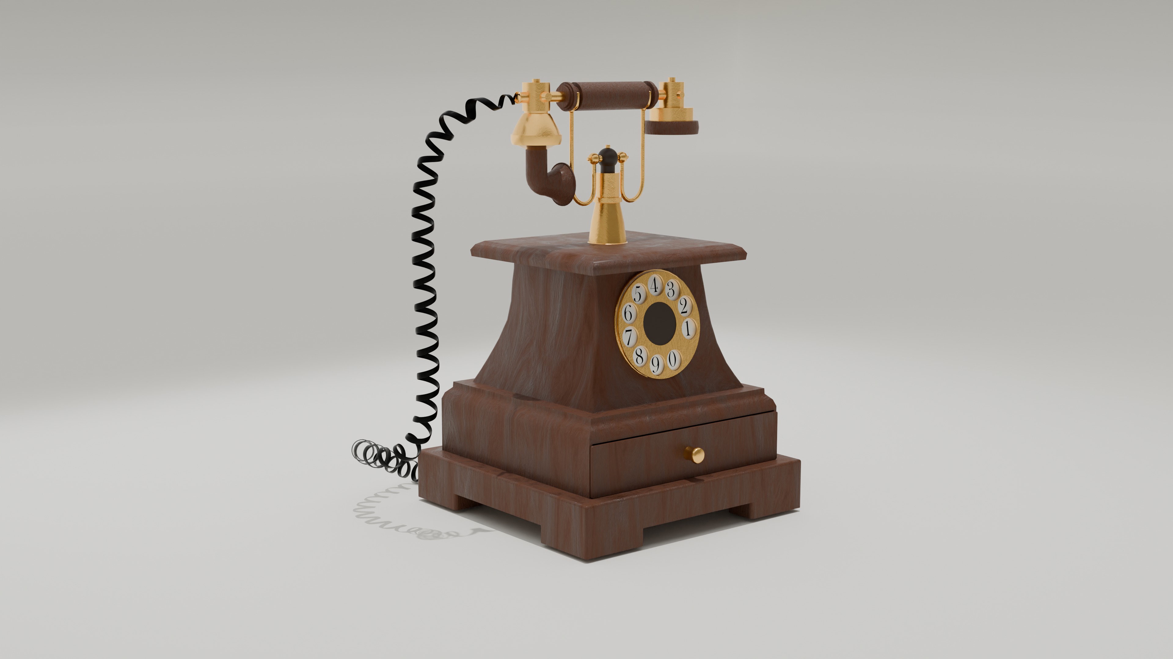 Vintage telephone  Low-poly 3D model_2