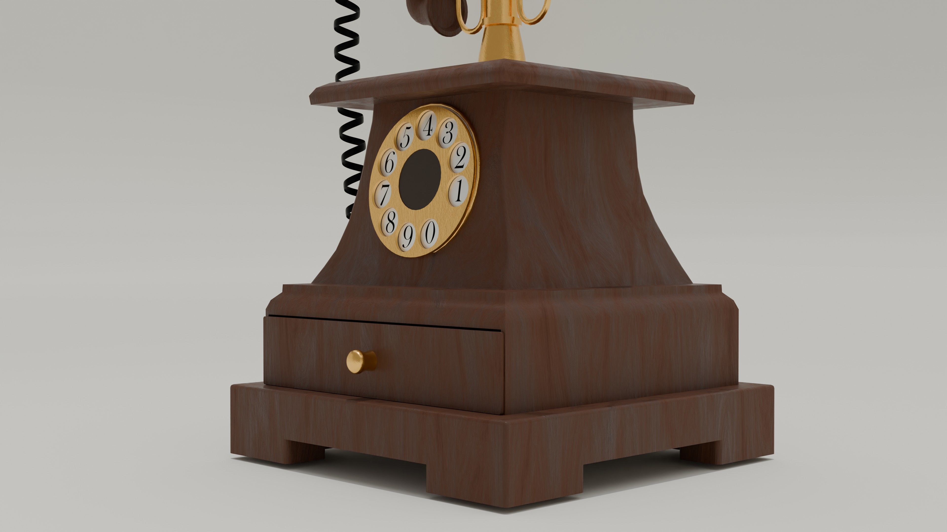 Vintage telephone  Low-poly 3D model_3