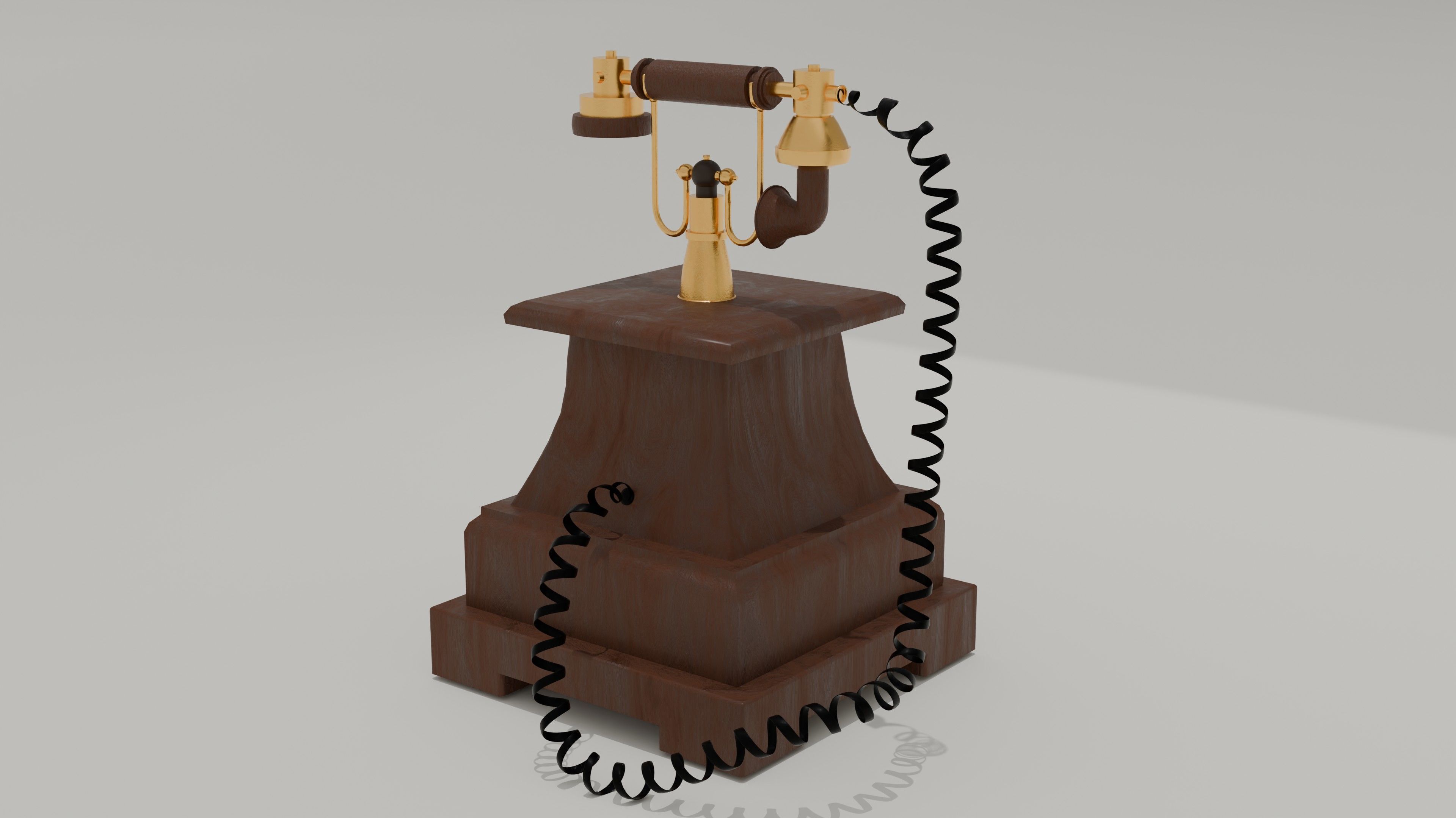 Vintage telephone  Low-poly 3D model_7