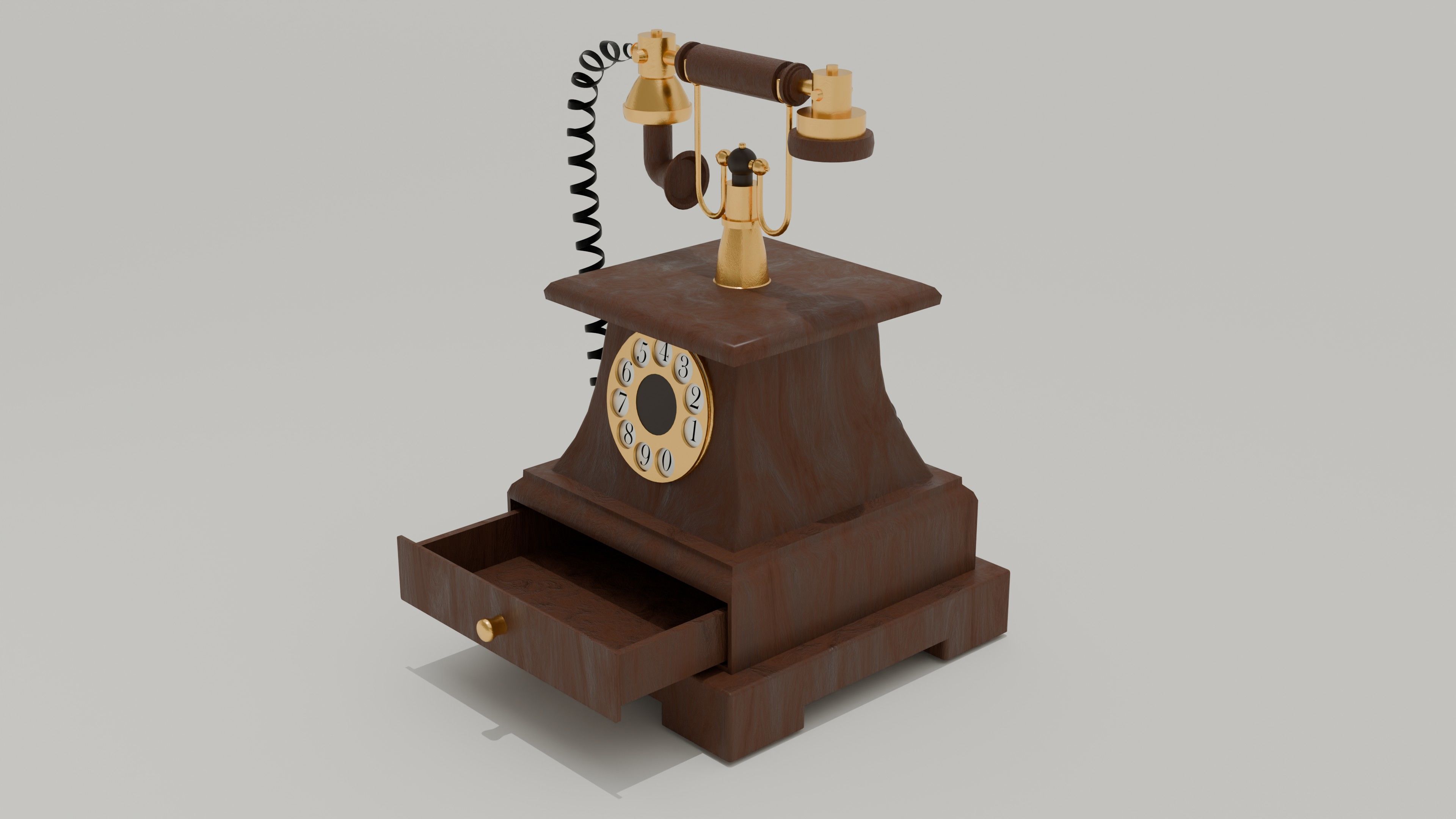 Vintage telephone  Low-poly 3D model_4