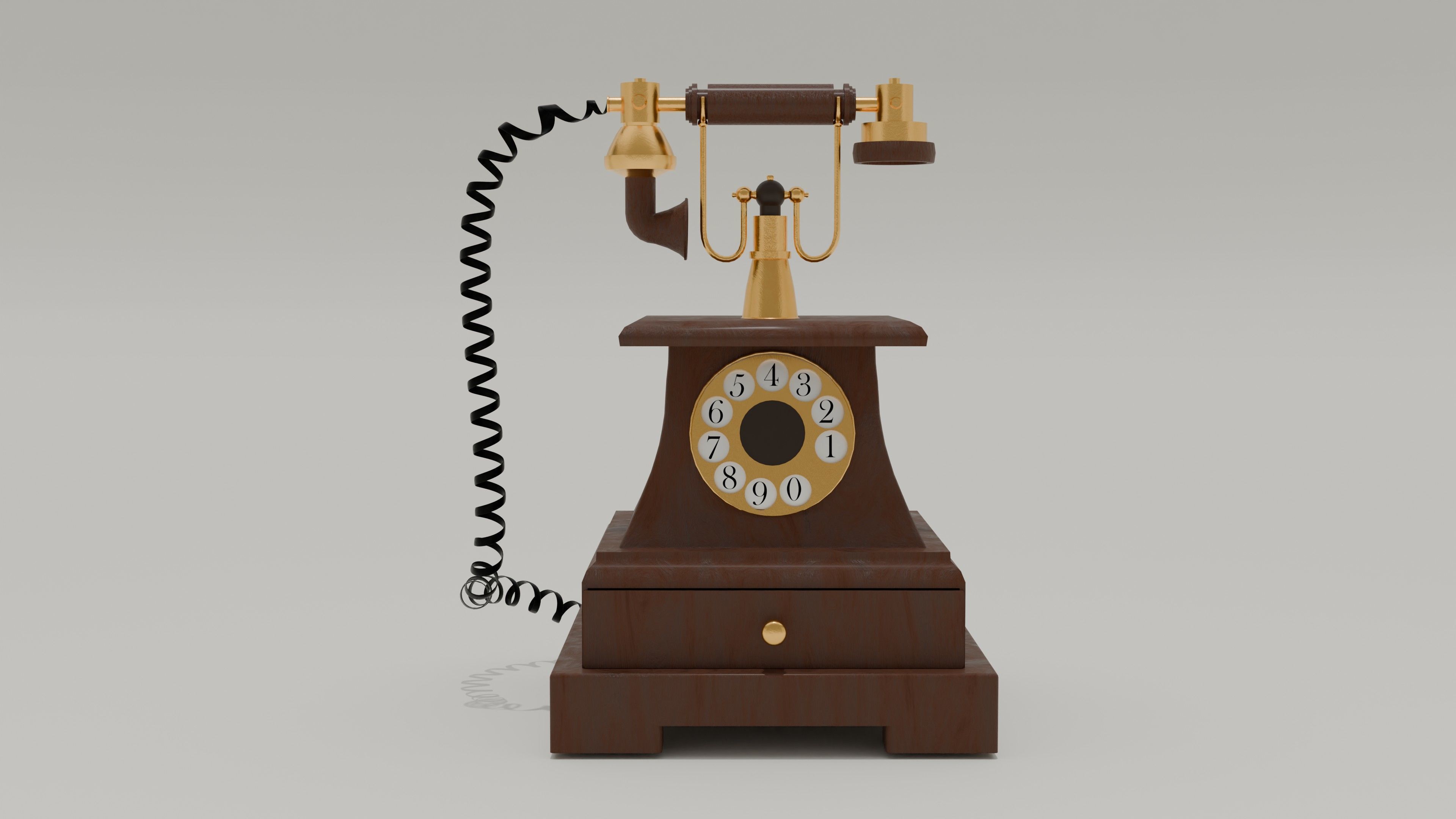 Vintage telephone  Low-poly 3D model_1