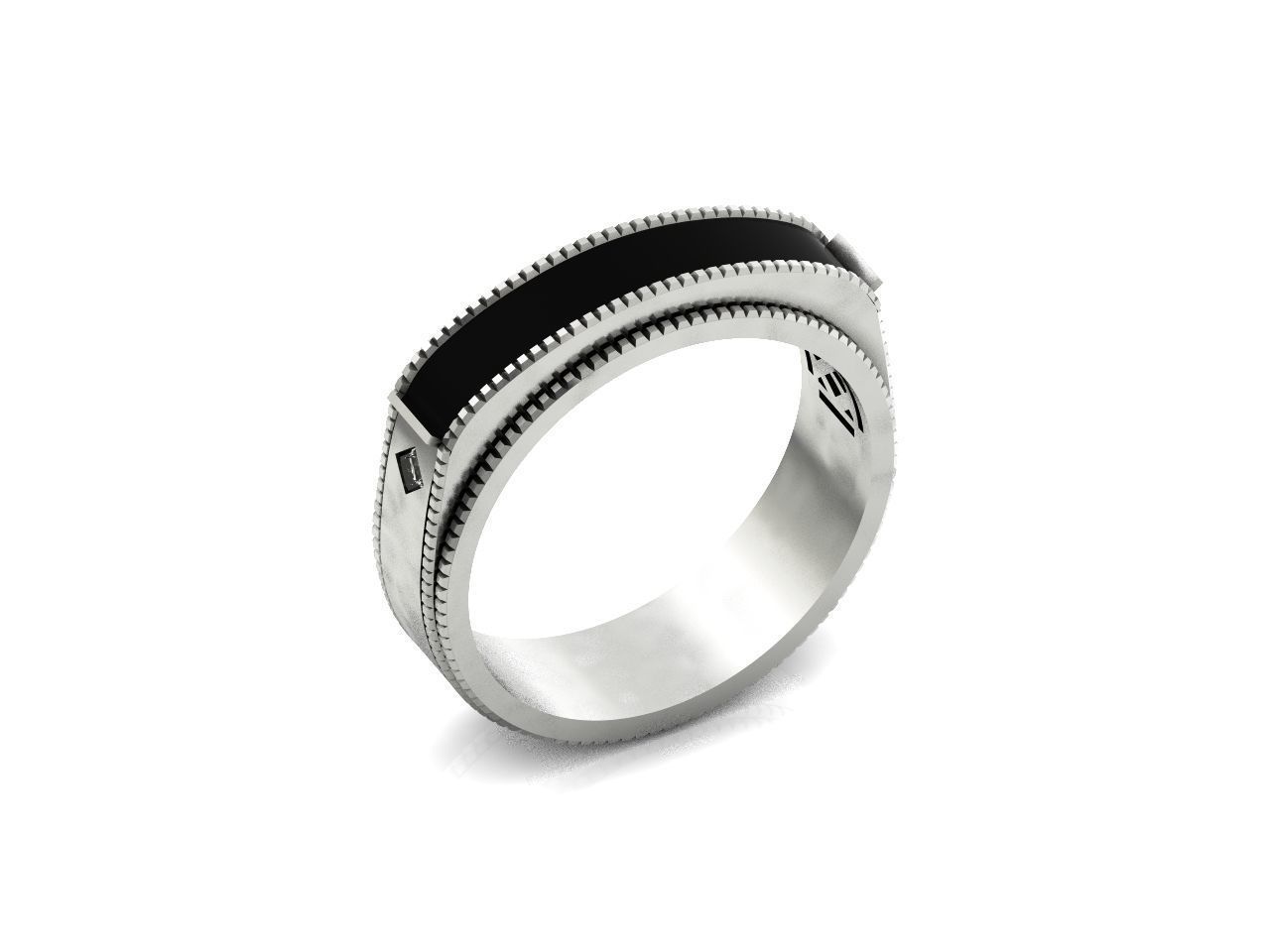 man wedding ring with enamel 1454 3D print model_42
