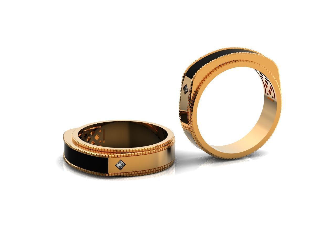 man wedding ring with enamel 1454 3D print model_17