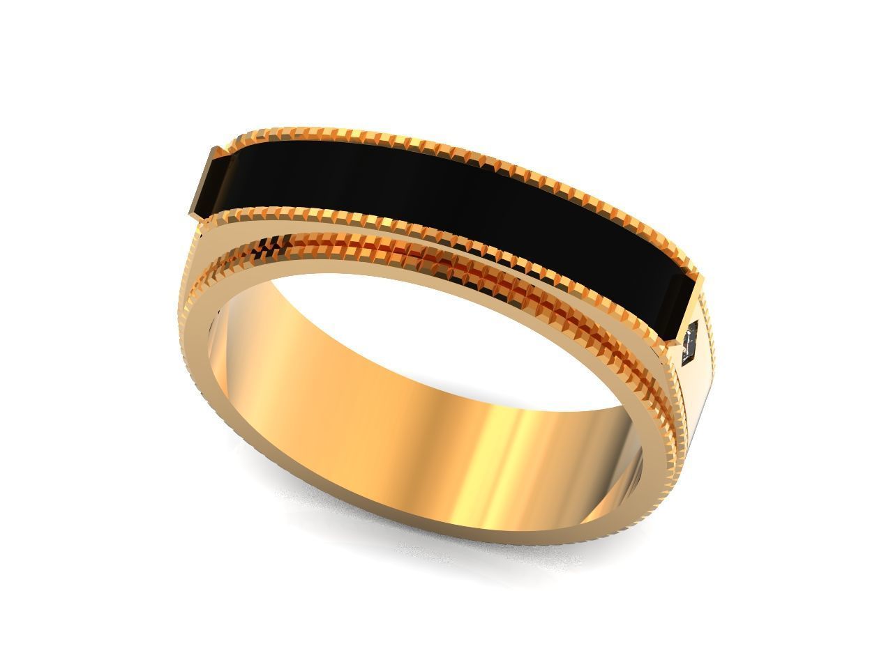 man wedding ring with enamel 1454 3D print model_7