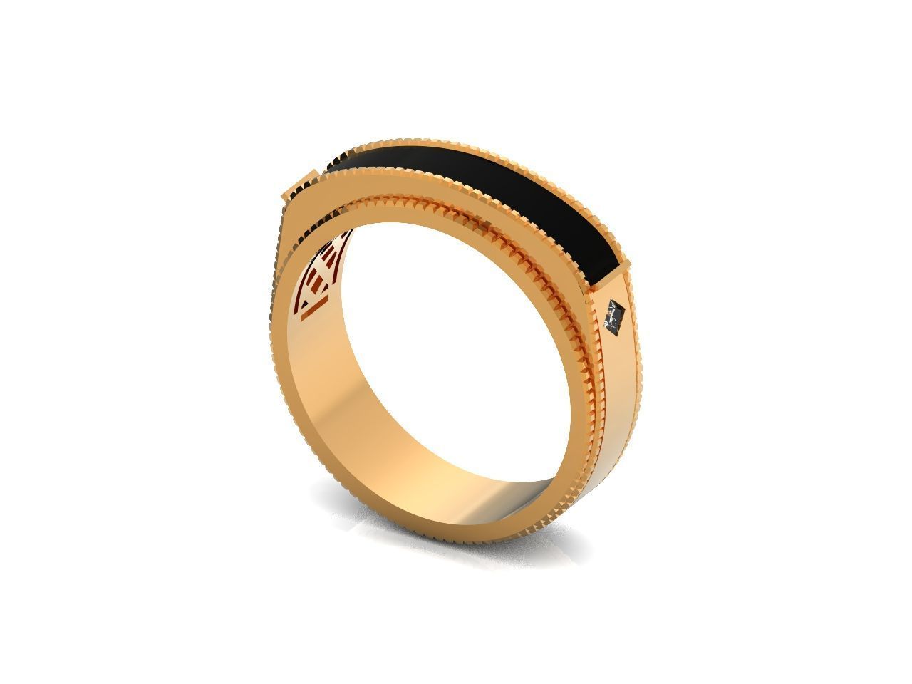man wedding ring with enamel 1454 3D print model_38