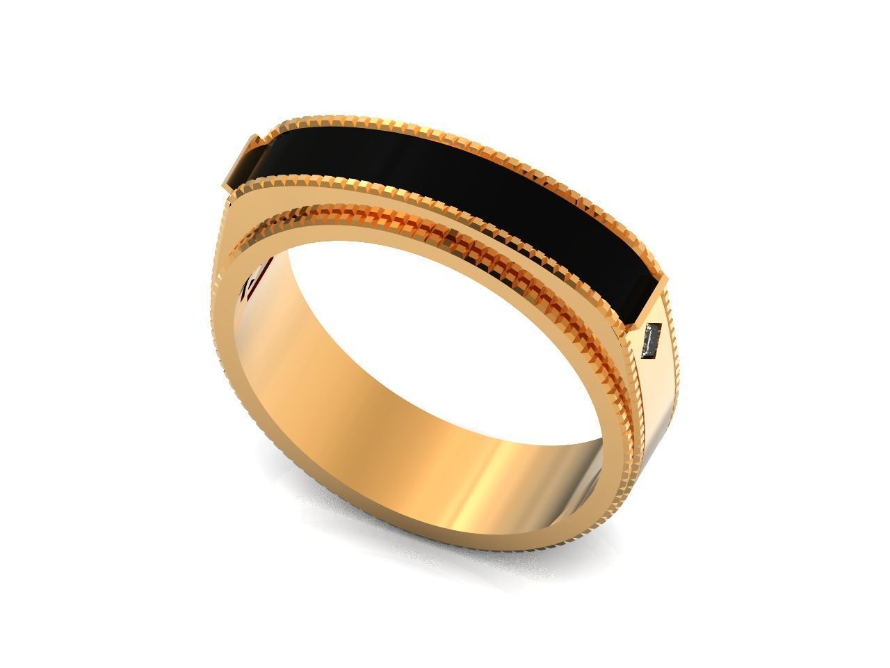man wedding ring with enamel 1454 3D print model_26