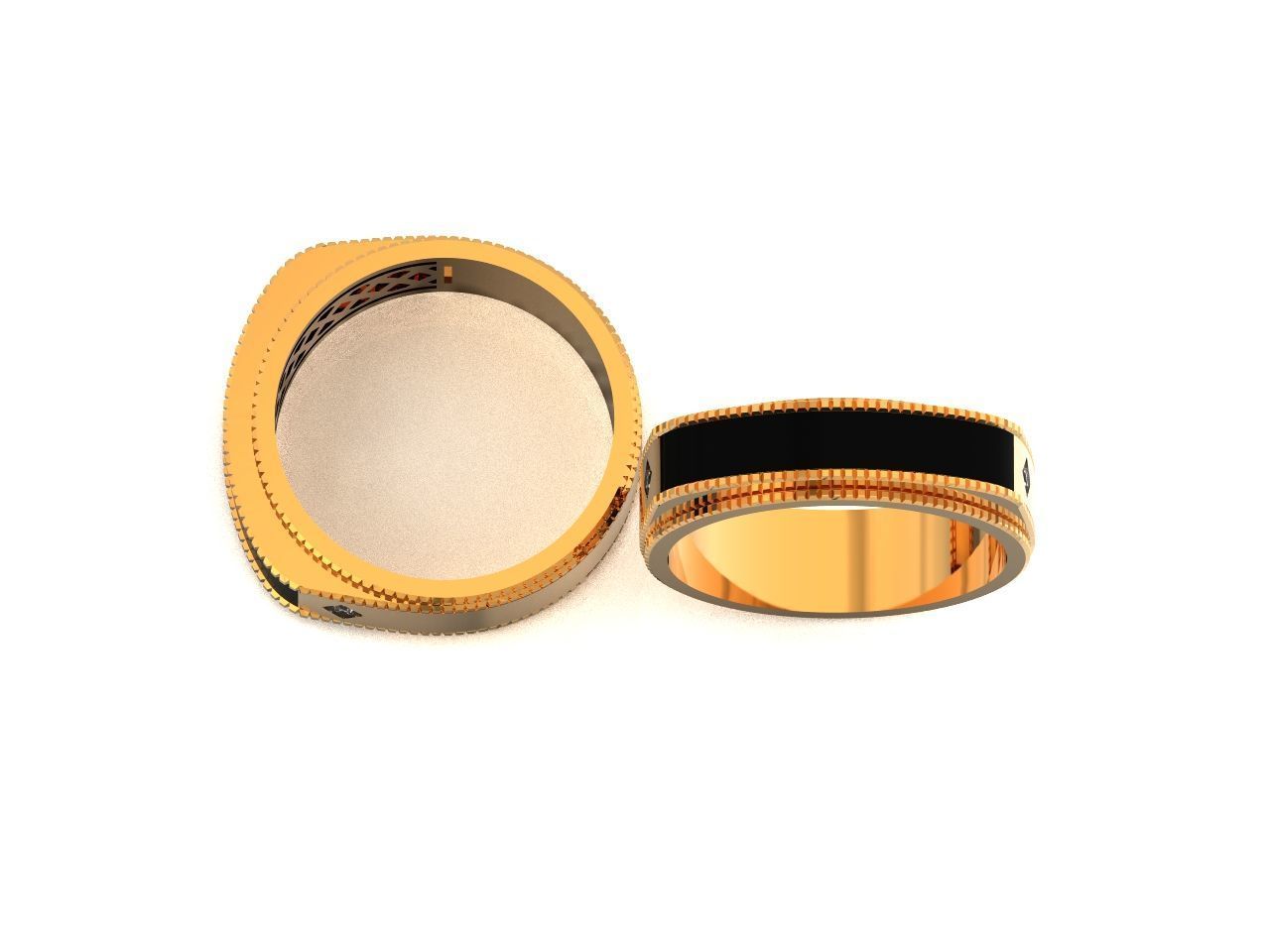 man wedding ring with enamel 1454 3D print model_19